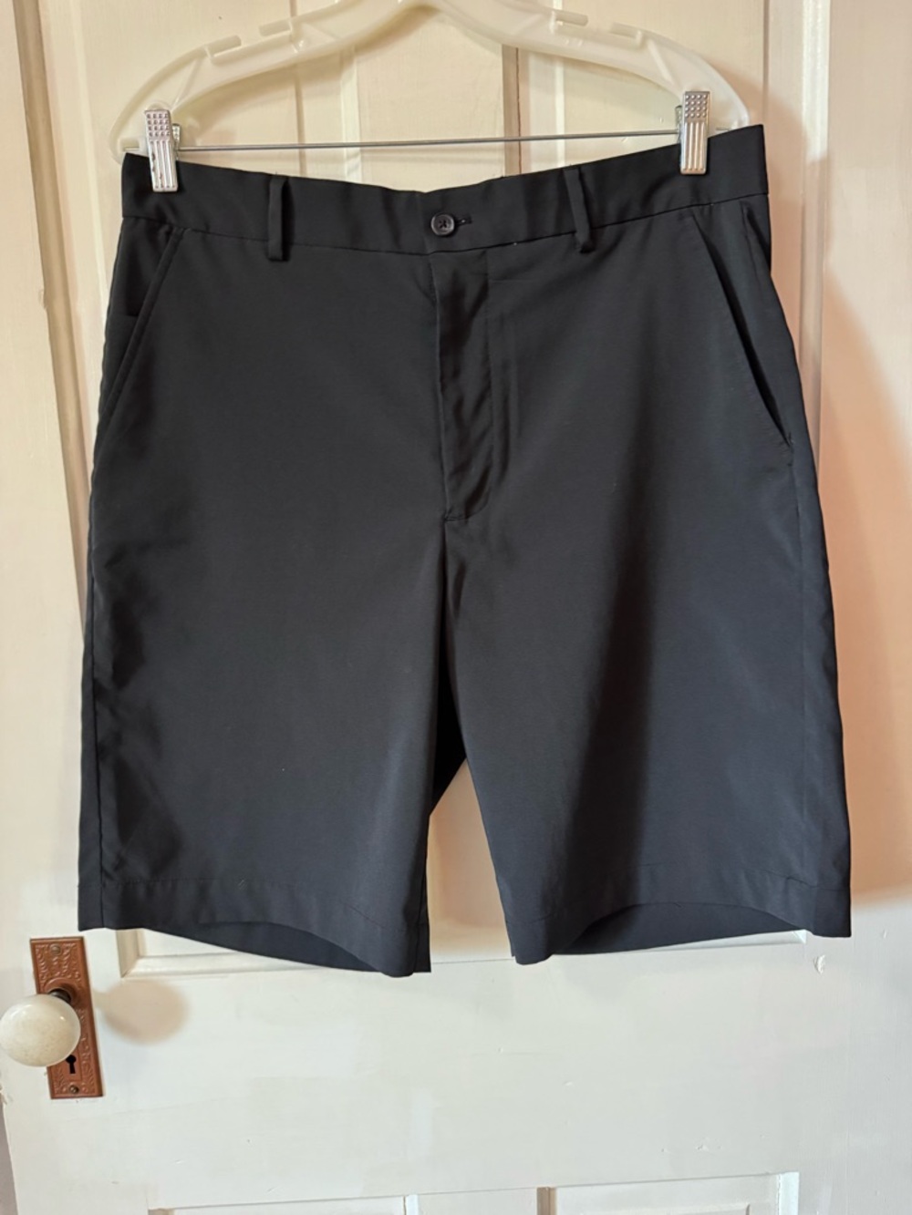 Greg Norman Collection Black Flat-Front Performance Golf Shorts